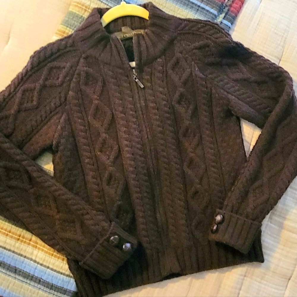 100% Merino Wool Full Zip Cardigan, Sz Sm, from Ireland